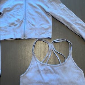 Light Blue Ribbed Top and Jacket Set